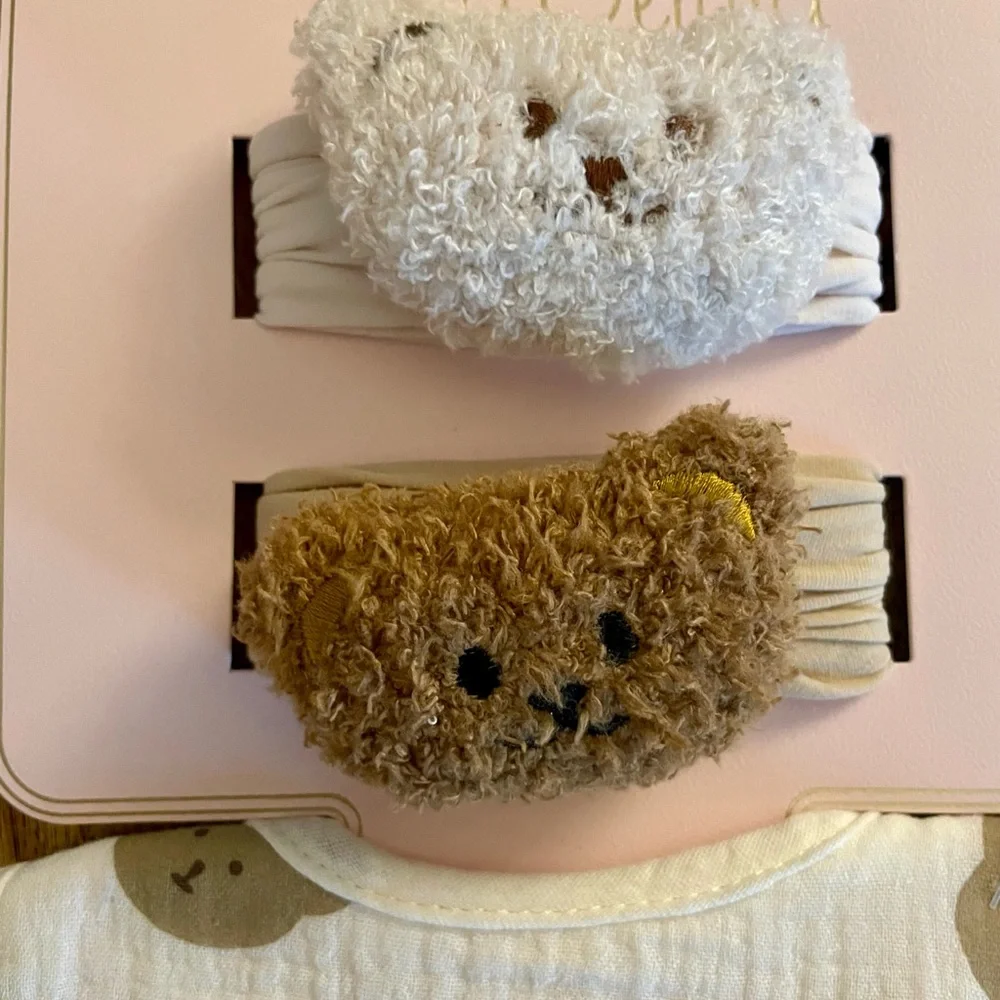 Kids Bear Hair Clips and Bib Set
